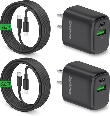 Fits for iPhone 16 15 Charger, USB C Charger Block, 2 Pack 20W USB C Fast Wall Charger Adapter Compatible with iPhone 16/15 Pro/Pro Max/iPad Pro More, with 2 Pack 6.6 ft USB-C Cable Dual Port Charging in Saudi Arabia