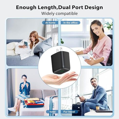 Fits for iPhone 16 15 Charger, USB C Charger Block, 2 Pack 20W USB C Fast Wall Charger Adapter Compatible with iPhone 16/15 Pro/Pro Max/iPad Pro More, with 2 Pack 6.6 ft USB-C Cable Dual Port Charging in Saudi Arabia