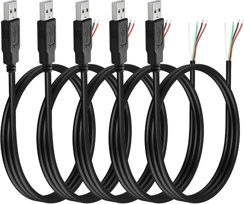 YAODHAOD USB A Male 2 Pin Bare Wire, 22AWG 5V 3A USB 2.0 Male Plug to Bare Wire Open End Extension Cable,for USB Equipment Installed or Replace Repair DIY Cable (5pcs) (USB A 2.0 Male 2Pin) in Kuwait