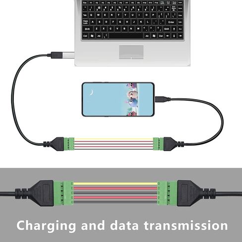 محطة XMSJSIY USB C، موصل كتلة طرفية لولبية من النوع C ذكر بدون لحام قابل للتوصيل 5P كتلة تمديد نقل البيانات والشحن لأجهزة الواجهة من النوع C (ذكر USB C) in Kuwait