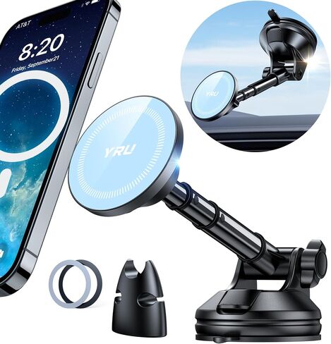 YRU [2024 Upgraded] Magnetic Phone Holder for Car【Patented &Super Magnet】 for MagSafe Car Mount Dashboard Magnet Phone Holder Windshield Phone Stand for iPhone 15 14 13 12 Pro Max Samsung, Light Blue in Saudi Arabia
