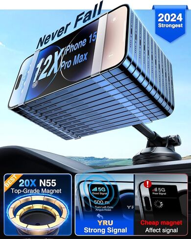 YRU [2024 Upgraded] Magnetic Phone Holder for Car【Patented &Super Magnet】 for MagSafe Car Mount Dashboard Magnet Phone Holder Windshield Phone Stand for iPhone 15 14 13 12 Pro Max Samsung, Light Blue in Saudi Arabia