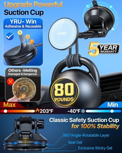 YRU [2024 Upgraded] Magnetic Phone Holder for Car【Patented &Super Magnet】 for MagSafe Car Mount Dashboard Magnet Phone Holder Windshield Phone Stand for iPhone 15 14 13 12 Pro Max Samsung, Light Blue in Saudi Arabia