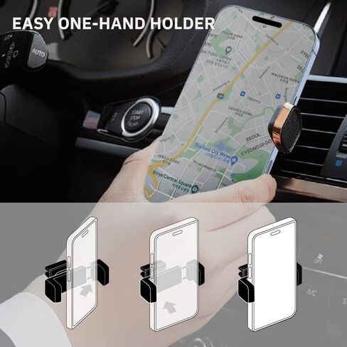 [Made in Korea] Car Phone Holder Mount for Air Vent Luxury Metal Universal Fit Compatible with All iPhone, Samsung, Secure and Strong Install with Vent Protect Cube (Bronze) in Saudi Arabia