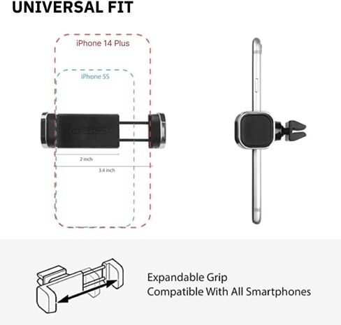 [Made in Korea] Car Phone Holder Mount for Air Vent Luxury Metal Universal Fit Compatible with All iPhone, Samsung, Secure and Strong Install with Vent Protect Cube (Bronze) in Saudi Arabia