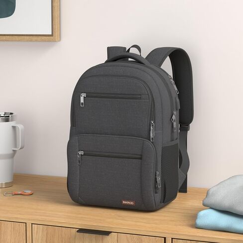 BIKROD Backpack for Men and Women, School Backpacks for Teen Boys Water Resistant TSA Travel Backpack with USB Charging Port, Business Anti Theft Sturdy Computer Bag Gifts Fits 15.6 Inch Laptop,Black in Kuwait