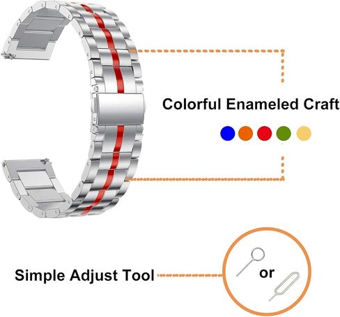 YEEJOK Vivoactive 5/3 Bands Metal for Men Women, 20mm Enameled Metal Watch Band Compatible for Garmin Venu/Venu Sq/Venu 2 Plus/Vivoactive 3 Music/Forerunner 645/245 Smartwatch in Kuwait