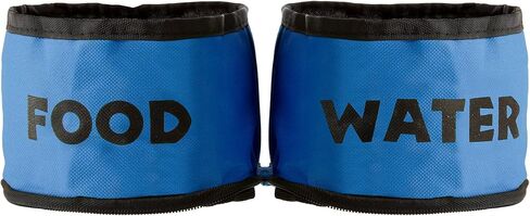 مجموعة أوعية الحيوانات الأليفة القابلة للطي من بيت ميكر - مجموعة أوعية طعام ومياه للكلاب من السيليكون المحمولة، من مادة البيسفينول A مع مشابك تثبيت للسفر - عبوتان، كل واحدة باللون الأزرق 32 أونصة in Kuwait