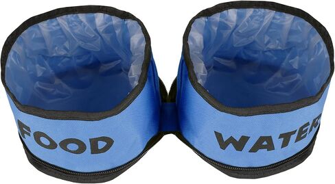 مجموعة أوعية الحيوانات الأليفة القابلة للطي من بيت ميكر - مجموعة أوعية طعام ومياه للكلاب من السيليكون المحمولة، من مادة البيسفينول A مع مشابك تثبيت للسفر - عبوتان، كل واحدة باللون الأزرق 32 أونصة in Kuwait