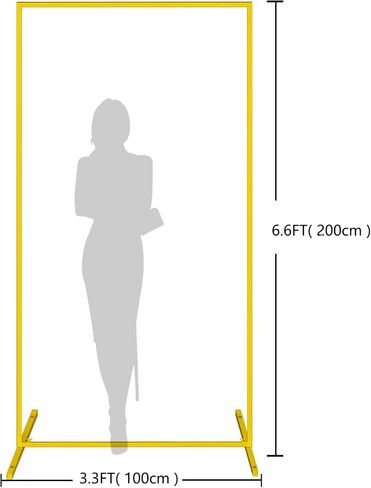 قوس الزفاف، 6.6FTx 3.3FT حامل خلفية مربعة لحفل 2 حزمة، حامل خلفية قوس معدني ذهبي للحفلات، قوس البالون خلفية حامل للذكرى السنوية، عيد الميلاد، الزفاف، استحمام الطفل، الديكور in Kuwait