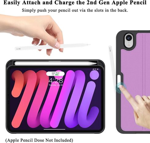 حافظة Soke لجهاز iPad Mini 7 A17 Pro 2024 & Mini 6 2021 8.3 بوصة، غطاء حامل رفيع ممتاز مقاوم للصدمات [الجيل الثاني من شحن قلم Apple + تنبيه/غفو تلقائي] لجهاز iPad Mini الجيل السابع/السادس، بنفسجي in Saudi Arabia