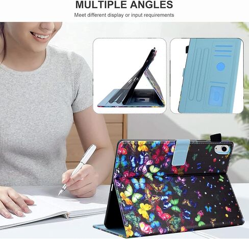 Case for iPad 10th Generation 10.9 inch 2022, Funut Premium PU Leather Stand Smart Cover Case for iPad 10th Gen 2022, Auto Wake/Sleep Smart Shell with Pencil Holder, Purple Flower Sea in Kuwait