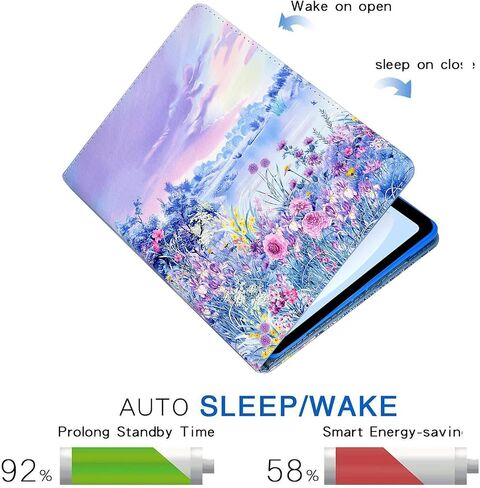 Case for iPad 10th Generation 10.9 inch 2022, Funut Premium PU Leather Stand Smart Cover Case for iPad 10th Gen 2022, Auto Wake/Sleep Smart Shell with Pencil Holder, Purple Flower Sea in Kuwait