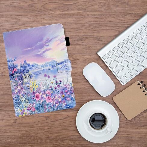 Case for iPad 10th Generation 10.9 inch 2022, Funut Premium PU Leather Stand Smart Cover Case for iPad 10th Gen 2022, Auto Wake/Sleep Smart Shell with Pencil Holder, Purple Flower Sea in Kuwait