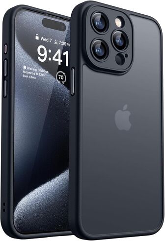 CANSHN Matte Compatible with iPhone 15 Pro Max Case, Upgraded [Full Camera Protection] [Translucent Matte] Shockproof Protective Phone Case Cover 6.7 Inch - Hot Pink in Kuwait