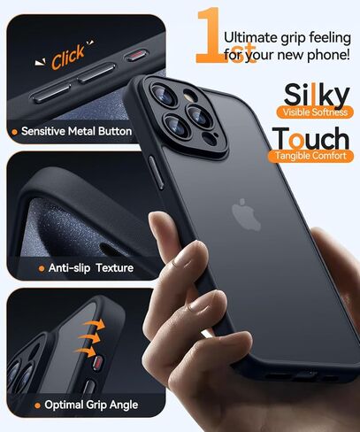 CANSHN Matte Compatible with iPhone 15 Pro Max Case, Upgraded [Full Camera Protection] [Translucent Matte] Shockproof Protective Phone Case Cover 6.7 Inch - Hot Pink in Kuwait