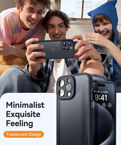 CANSHN Matte Compatible with iPhone 15 Pro Max Case, Upgraded [Full Camera Protection] [Translucent Matte] Shockproof Protective Phone Case Cover 6.7 Inch - Hot Pink in Kuwait