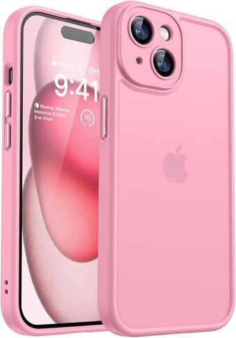 CANSHN Matte Compatible with iPhone 15 Pro Max Case, Upgraded [Full Camera Protection] [Translucent Matte] Shockproof Protective Phone Case Cover 6.7 Inch - Hot Pink in Kuwait