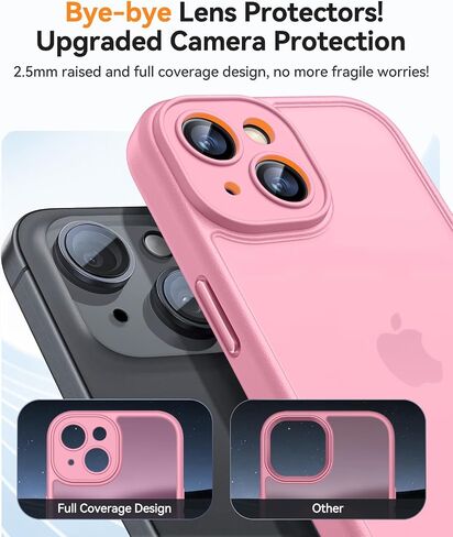 CANSHN Matte Compatible with iPhone 15 Pro Max Case, Upgraded [Full Camera Protection] [Translucent Matte] Shockproof Protective Phone Case Cover 6.7 Inch - Hot Pink in Kuwait