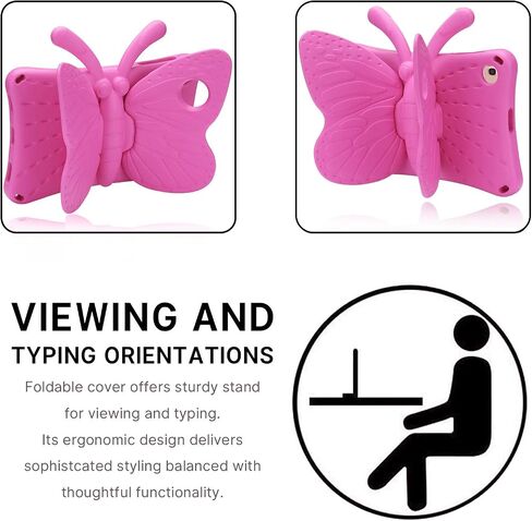 Samsung Galaxy Tab S6 Lite 10.4 Kids case P610 P620 2024 Cute Butterfly Case with Stand for Kids Light Weight EVA Rugged Shockproof Heavy Duty Kids Friendly Full Cover for Boy Girl (Rose) in Saudi Arabia