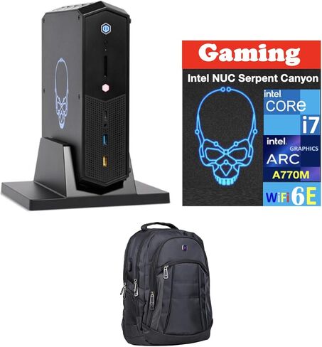 Intel NUC Serpent Canyon Gaming Mini Desktop (Intel i7-12700H, Intel ARC A770M 16GB, 16GB DDR4, 256GB PCIe SSD, 2 Thunderbolt 4, WiFi 6E, Bluetooth 5.3, 330W PSU, RJ-45, Win 11 Pro) w/Premium Backpack in Saudi Arabia