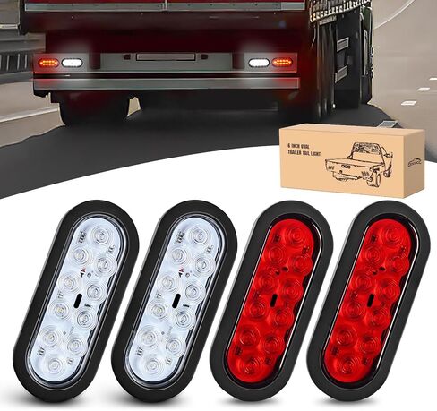 GOOACC 6 بوصة بيضاوي LED ضوء الذيل 2 قطعة أحمر 10 LED توقف الفرامل بدوره إشارات أضواء سطح جبل IP67 مقاوم للماء لشاحنة مقطورة RV جرار شاحنة العربة فان، ضمان لمدة عامين in Kuwait