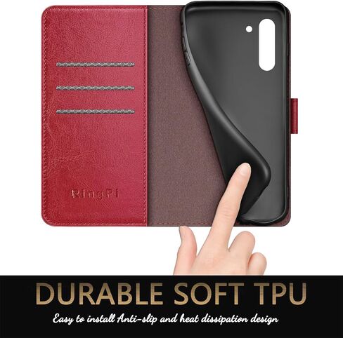 for Samsung Galaxy S23 Plus Phone case[RFID Blocking Leather],[3 Credit Card Slot] Flip Folio Book Shockproof Protector,Holder Stand Cases,Women Men for Samsung S23Plus Wallet Cover,Red in Saudi Arabia