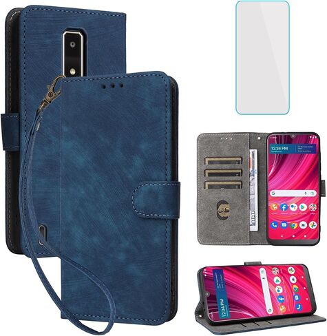 Compatible with BLU View 4 Wallet Case with Screen Protector [RFID Blocking] Leather Flip Case Card Holder Kickstand Cell Phone Cover for Blue BLU View4 B135DL -Black in Saudi Arabia