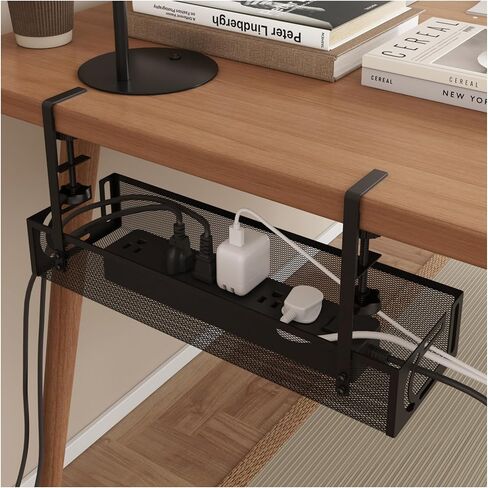 Under Desk Cable Management Tray - Cable Management Organizers Holder, Cable Management Under Desk, No Drill to Desk Cable Raceway, Under Desk Storage for Office, Kitchens, Home (Black) in Saudi Arabia