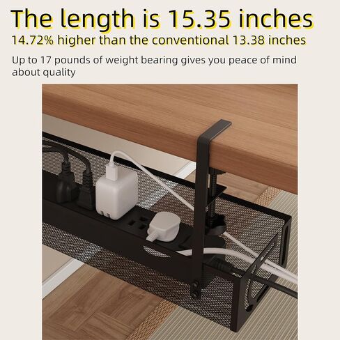 Under Desk Cable Management Tray - Cable Management Organizers Holder, Cable Management Under Desk, No Drill to Desk Cable Raceway, Under Desk Storage for Office, Kitchens, Home (Black) in Saudi Arabia