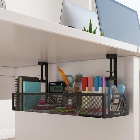 Under Desk Cable Management Tray - Cable Management Organizers Holder, Cable Management Under Desk, No Drill to Desk Cable Raceway, Under Desk Storage for Office, Kitchens, Home (Black) in Saudi Arabia