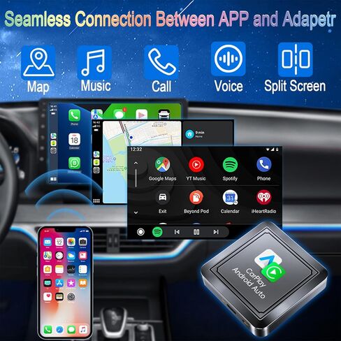 OCA5.0 2 in 1 for Apple Carplay Wireless Adapter & Android Auto Wireless Adapter,2024 Newly Upgraded,Dual System,Plug & Play,Stable no Latency,not Offline.Fit for iPhone & Android Phone. in Saudi Arabia