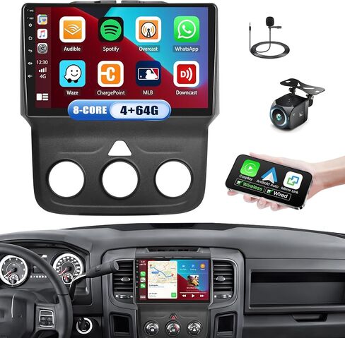 [4+64G] 8-Core Android 13 Car Stereo for Dodge Ram 1500 2500 3500 2013-2018(Manual AC) with Carplay&Android Auto,9 Inch Car Radio with Mirror Link Bluetooth FM/RDS WiFi GPS SWC Dual USB+Backup Camera in Saudi Arabia