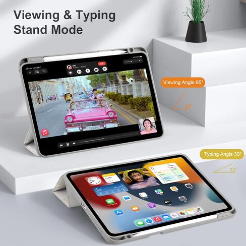 Batianda Hybrid Case for New iPad 10 2022 10th Generation 10.9-inch [Built-in Pencil Holder] Shockproof Cover with Clear Transparent Back Shell TPU Bumper,Auto Sleep/Wake,Golden Lotus in Kuwait