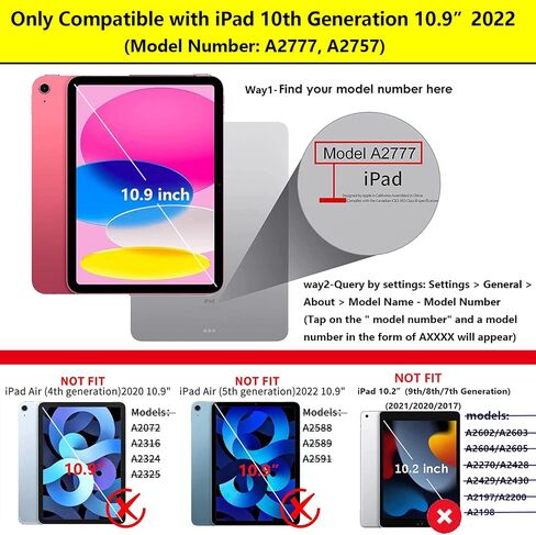 حافظة لجهاز iPad الجيل العاشر 10.9 بوصة 2022، غطاء ذكي نحيف وخفيف الوزن ثلاثي الطي مع خاصية الاستيقاظ/النوم التلقائي من جلد البولي يوريثان، حافظة خلفية صلبة مضادة للصدمات لجهاز iPad 10th Gen، Don't Touch Me Eye in Kuwait