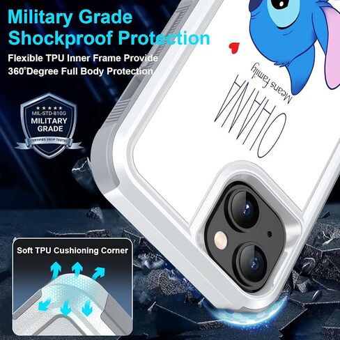 Case for iPhone 15, Ohana Means Family Pattern Shock-Absorption Hard PC and Inner Silicone Hybrid Dual Layer Armor Defender Case for Apple iPhone 15 6.1" in Saudi Arabia
