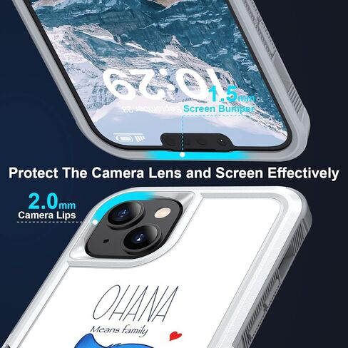 Case for iPhone 15, Ohana Means Family Pattern Shock-Absorption Hard PC and Inner Silicone Hybrid Dual Layer Armor Defender Case for Apple iPhone 15 6.1" in Saudi Arabia