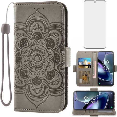 Asuwish Phone Case for TCL 50 XL 5G Wallet Cover with Tempered Glass Screen Protector and Leather Flip Credit Card Holder Stand Flower Folio Purse Cell Accessories TCL50XL 50XL T702W Women Men Purple in Saudi Arabia