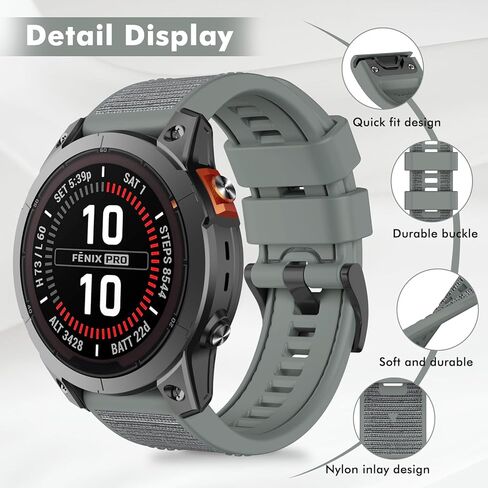 سوار ساعة OVERSTEP QuickFit 22 مم متوافق مع Garmin Fenix ​​E/Fenix ​​8 AMOLED - 47 مم/ Fenix ​​7/ Fenix ​​6/ Fenix ​​5 حزام سيليكون رياضي لساعة Forerunner 935/945/ 955/965 الذكية in Kuwait
