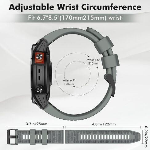 سوار ساعة OVERSTEP QuickFit 22 مم متوافق مع Garmin Fenix ​​E/Fenix ​​8 AMOLED - 47 مم/ Fenix ​​7/ Fenix ​​6/ Fenix ​​5 حزام سيليكون رياضي لساعة Forerunner 935/945/ 955/965 الذكية in Kuwait