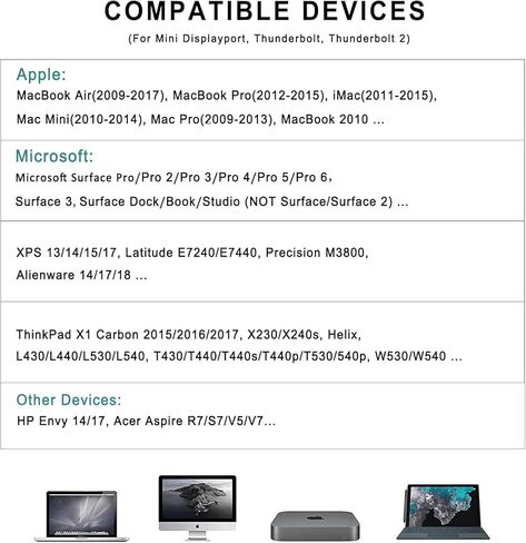 كابل محول Mini DisplayPort إلى HDMI DVI VGA، محول Mini DP 3 في 1 4K HDMI، فيديو VGA/DVI 1080P@60 هرتز (متوافق مع Thunderbolt 2)، ذكر MDP إلى HDMI أنثى لجهاز MacBook Pro/Air/iMac Surface in Kuwait