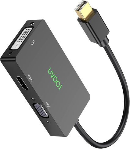 كابل محول Mini DisplayPort إلى HDMI DVI VGA، محول Mini DP 3 في 1 4K HDMI، فيديو VGA/DVI 1080P@60 هرتز (متوافق مع Thunderbolt 2)، ذكر MDP إلى HDMI أنثى لجهاز MacBook Pro/Air/iMac Surface in Kuwait