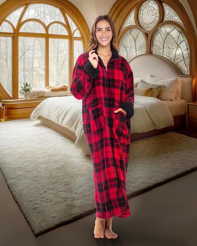 Alexander Del Rossa Long Zip Up Robes for Women, Plush Zipper Robes for Women Plus Size, Housecoats for Women Zipper Front in Saudi Arabia