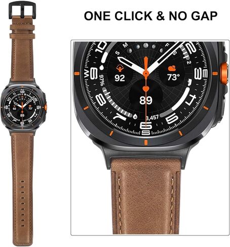 سوار TRUMiRR لساعة Galaxy Watch Ultra 47 مم للرجال، حزام ساعة جلدي بنقرة واحدة بدون فجوة لساعة Samsung Galaxy Watch Ultra 47 مم (2024) in Kuwait