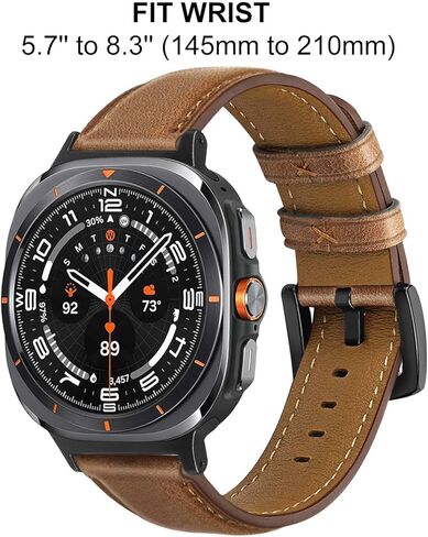 سوار TRUMiRR لساعة Galaxy Watch Ultra 47 مم للرجال، حزام ساعة جلدي بنقرة واحدة بدون فجوة لساعة Samsung Galaxy Watch Ultra 47 مم (2024) in Kuwait