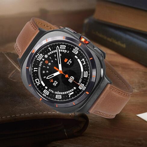 سوار TRUMiRR لساعة Galaxy Watch Ultra 47 مم للرجال، حزام ساعة جلدي بنقرة واحدة بدون فجوة لساعة Samsung Galaxy Watch Ultra 47 مم (2024) in Kuwait