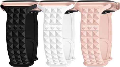 3 Pack Designer Straps Compatible With Apple Watch Band 38mm 40mm 41mm 42mm 44mm 45mm 46mm 49mm, Soft Silicone Band Compatible With iWatch Apple Watch Ultra 2/Series 10 9 8 7 6 5 4 3 2 1/SE/Ultra in Saudi Arabia