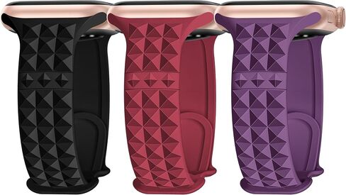 3 Pack Designer Straps Compatible With Apple Watch Band 38mm 40mm 41mm 42mm 44mm 45mm 46mm 49mm, Soft Silicone Band Compatible With iWatch Apple Watch Ultra 2/Series 10 9 8 7 6 5 4 3 2 1/SE/Ultra in Saudi Arabia