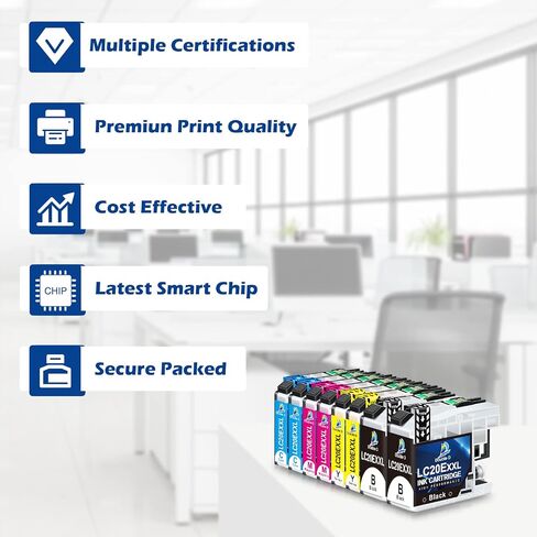 DOUBLE D Upgraded LC20E Compatible Replacement for Brother LC20E LC-20E XXL Ink Cartridges for Brother MFC-J985DW J775DW J5920DW J985DWXL Printer (2BK+2C+2M+2Y) 8 Pack-Updated Version in Saudi Arabia