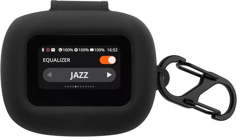 kwmobile Silicone Cover Compatible with JBL Live Flex 3 / Live Buds 3 / Live Beam 3 - Case Cover Stick-On Skin with Clip - Black in Saudi Arabia
